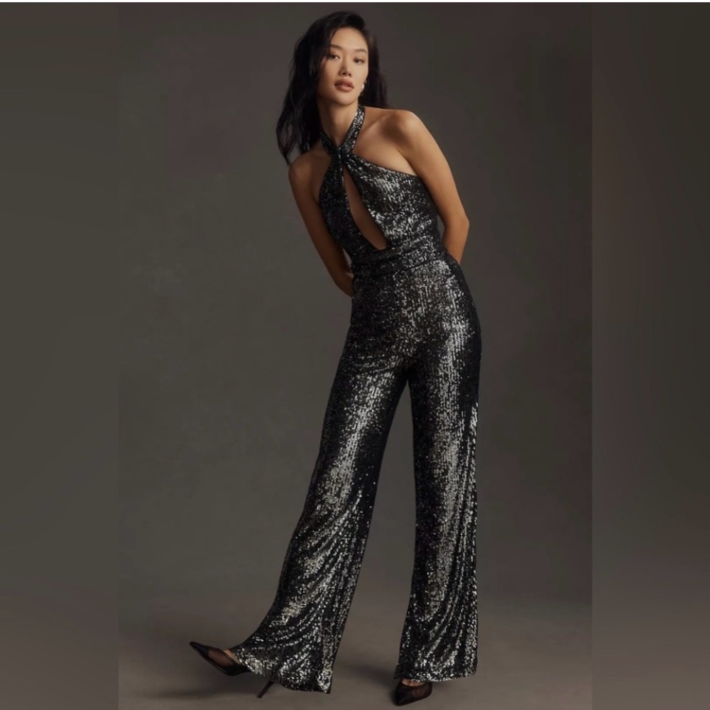 Maeve Sequin Halter Jumpsuit, Sz 2, NEW w Tags